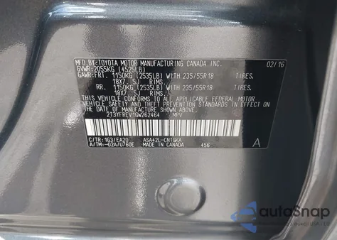 2016 Toyota Rav4 Limited z USA, uszkodzony, nr VIN 2T3YFREV1GW262464